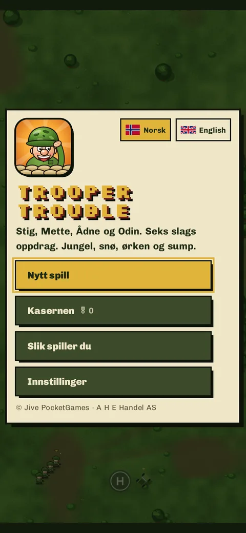 Trooper Trouble – hovedmenyen